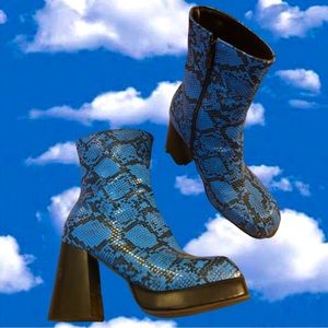 *Blue Snakeskin Mid-Calf Boots*!